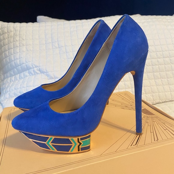 Ivy kirizhner royal blue heels “pyramid” size 7 - Picture 2 of 13